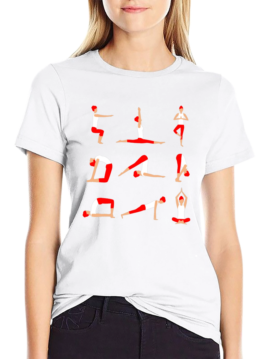Yoga Pose Graphic Print T-Shirt - Black