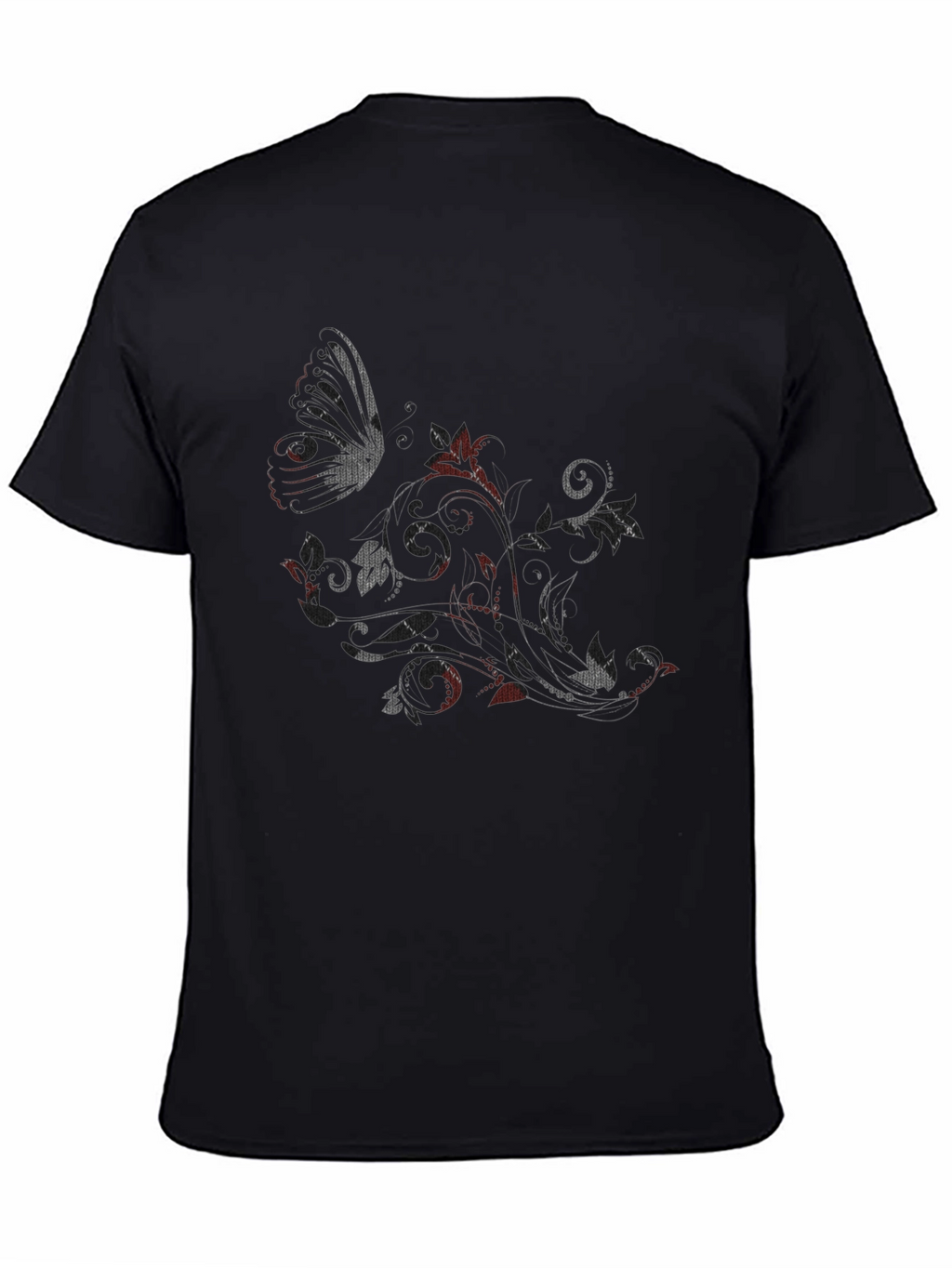 Butterfly Floral Graphic Black T-Shirt