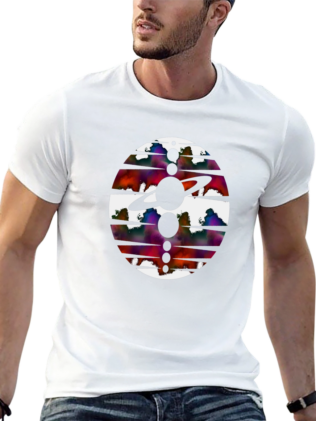 Abstract Planet Graphic Black Tee