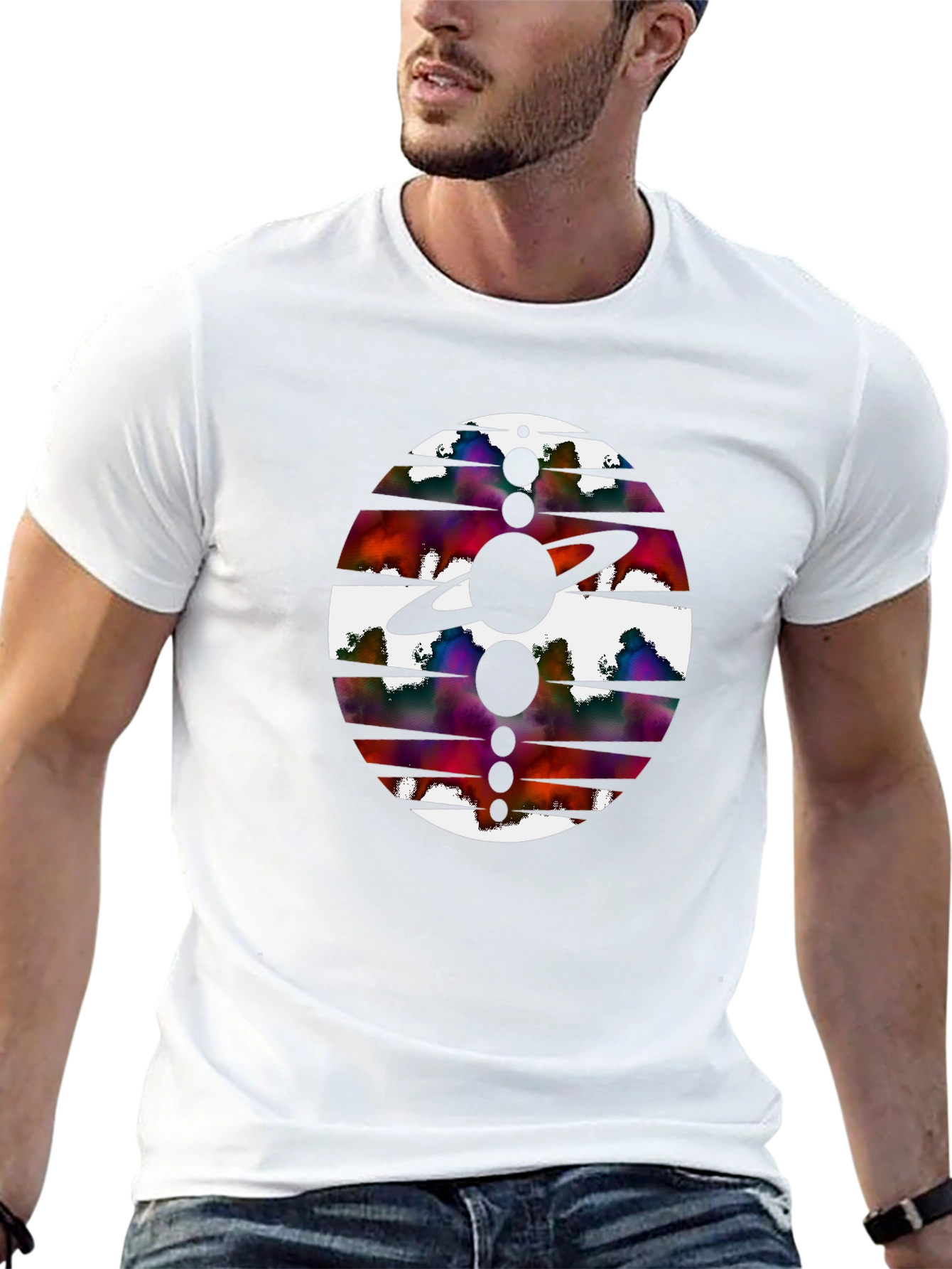 Abstract Planet Graphic Black Tee