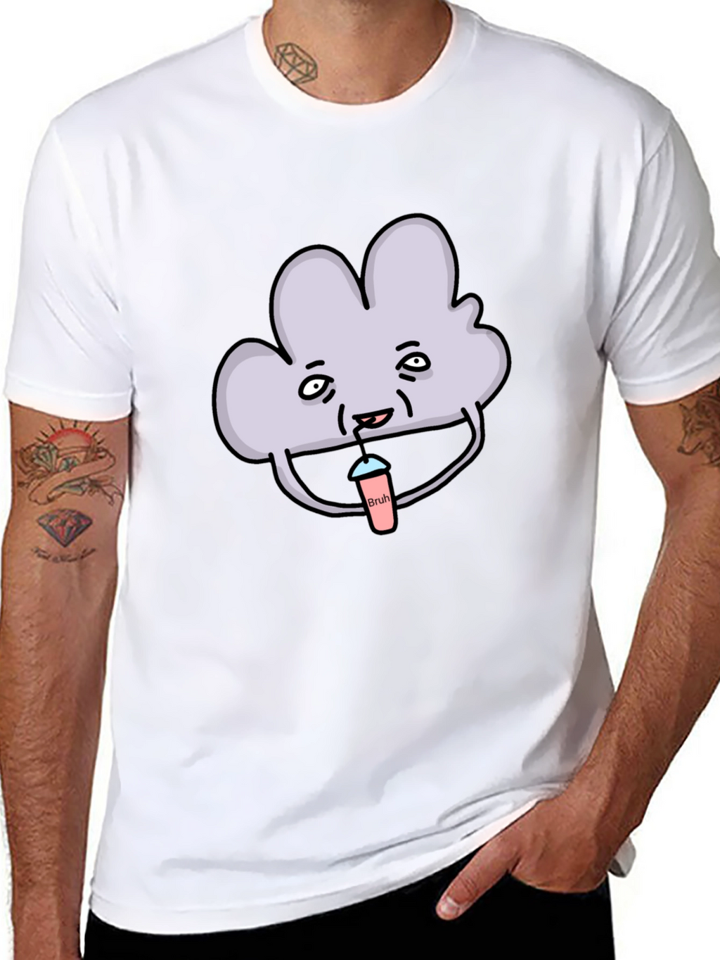 Mens Black T-Shirt - Cloud Bruh Design