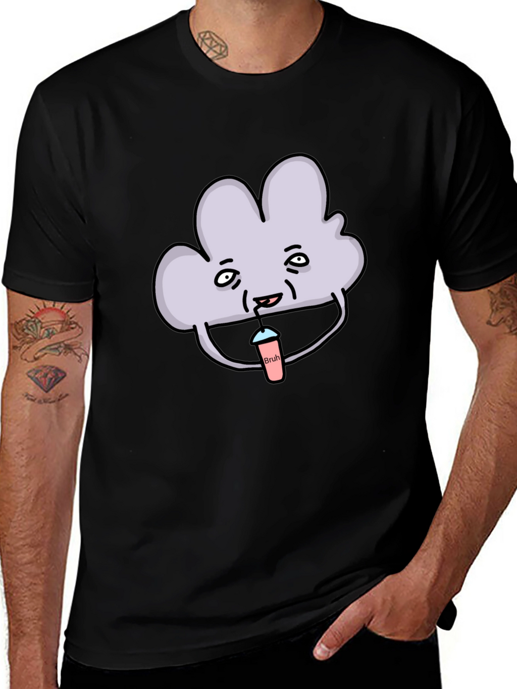 Mens Black T-Shirt - Cloud Bruh Design