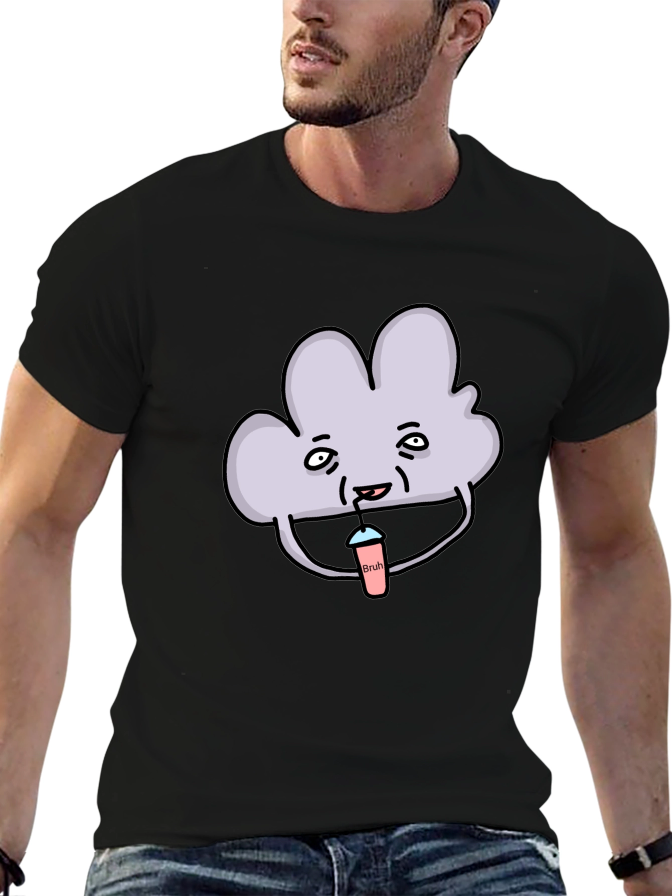 Mens Black T-Shirt - Cloud Bruh Design