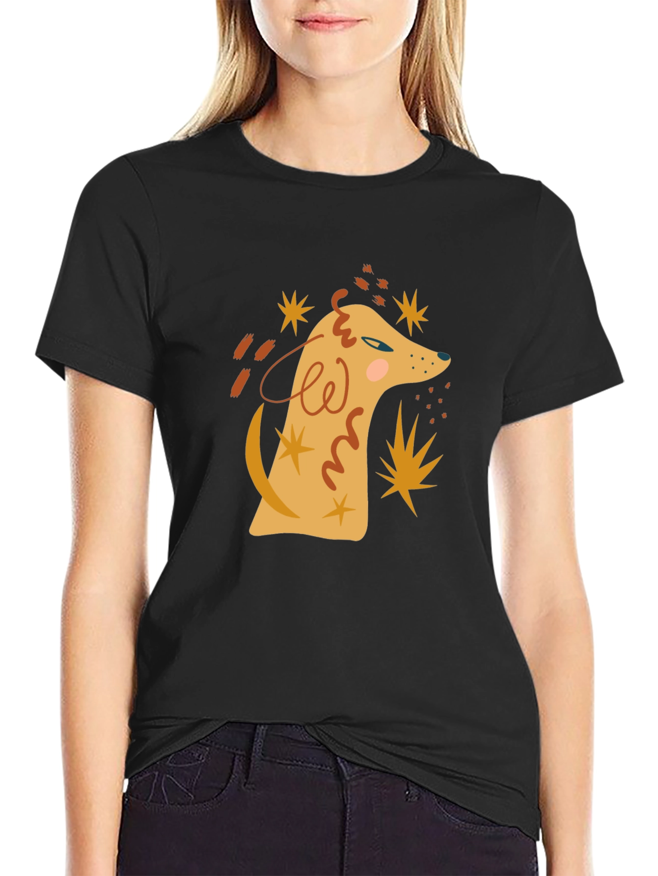 Abstract Dog Graphic Tee - Mens Black T-Shirt