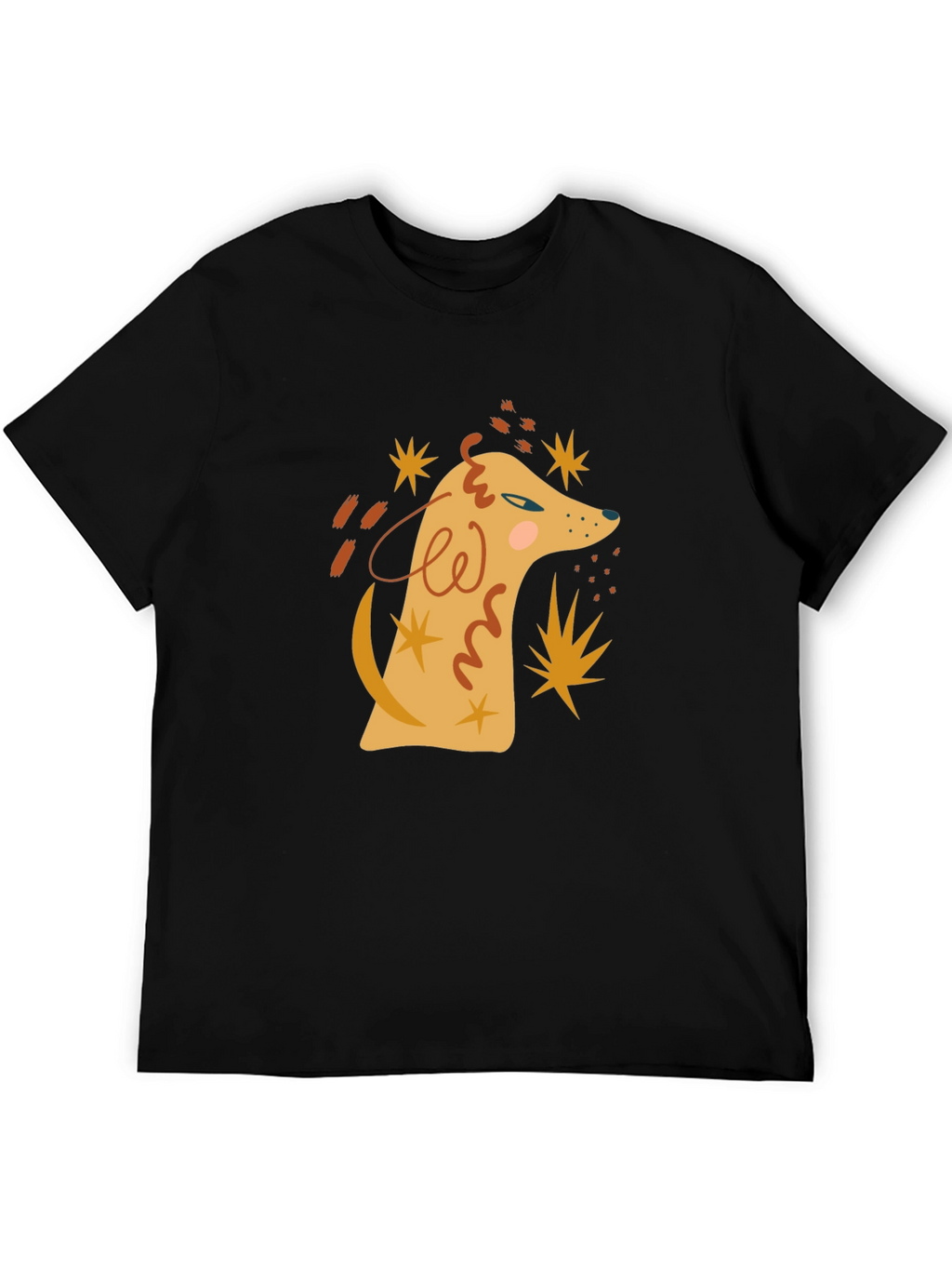 Abstract Dog Graphic Tee - Mens Black T-Shirt