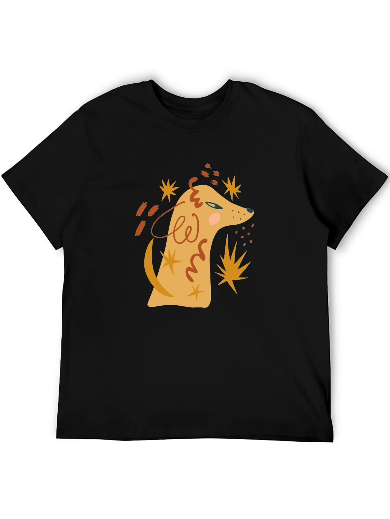 Abstract Dog Graphic Tee - Mens Black T-Shirt