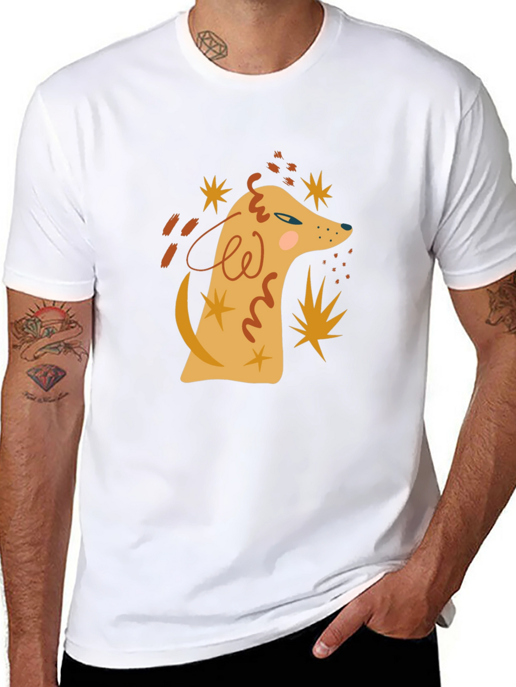 Abstract Dog Graphic Tee - Mens Black T-Shirt