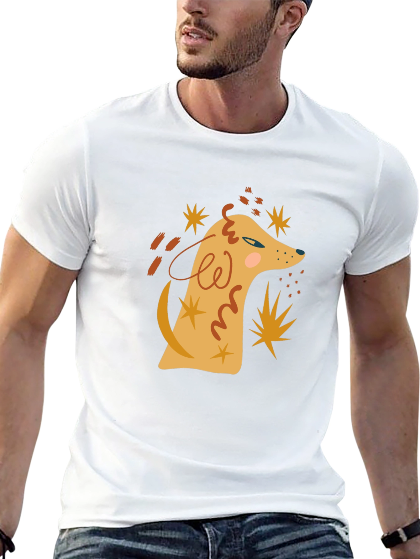 Abstract Dog Graphic Tee - Mens Black T-Shirt