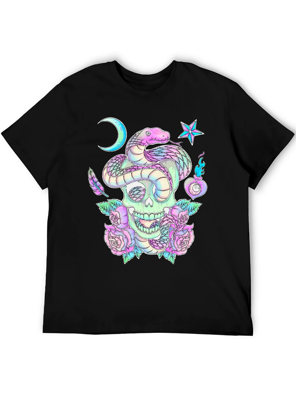 Skull & Snake Graphic Tee - Gothic Aesthetic