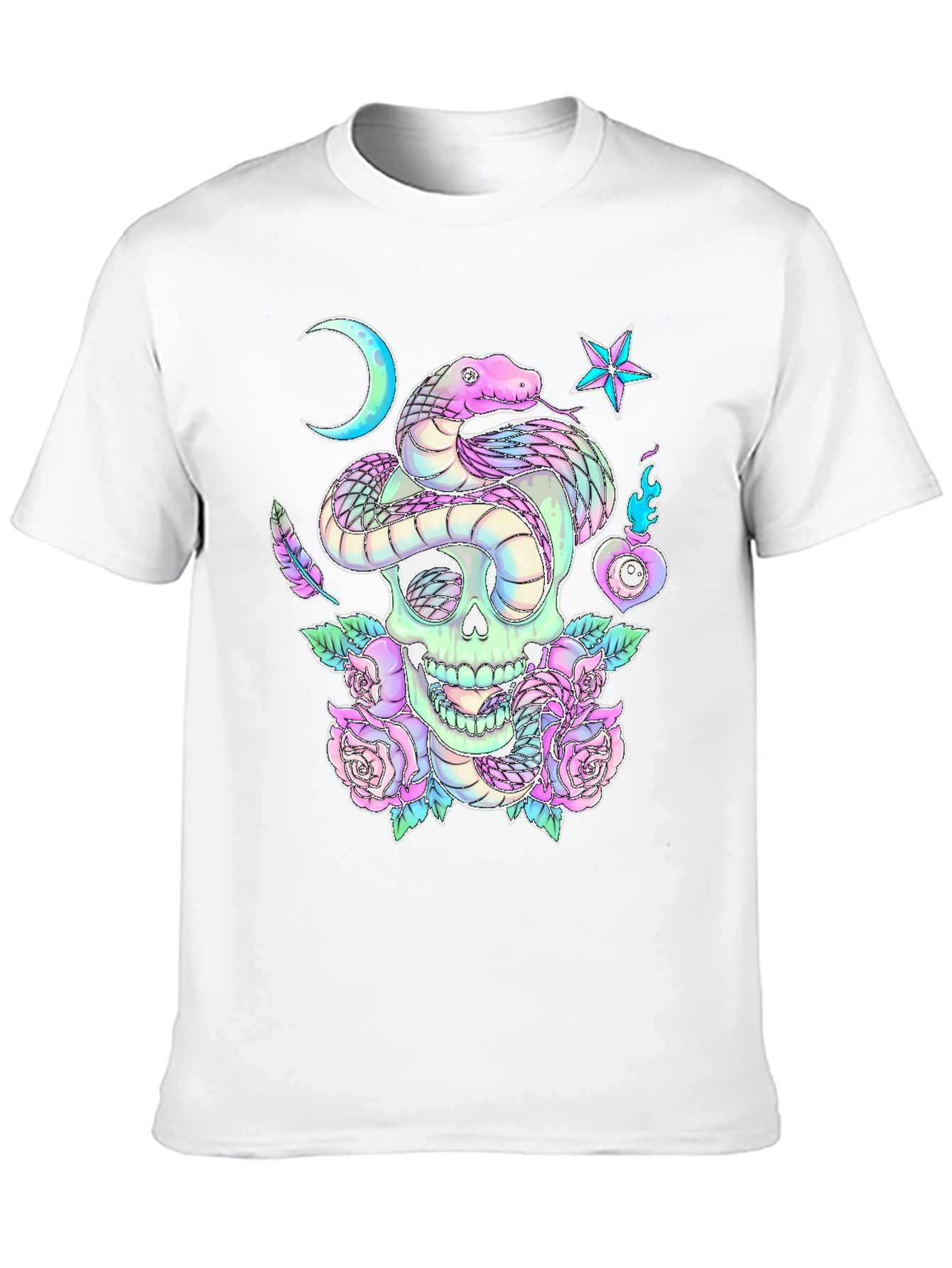 Skull & Snake Graphic Tee - Gothic Aesthetic