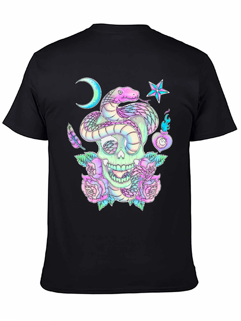 Skull & Snake Graphic Tee - Gothic Aesthetic