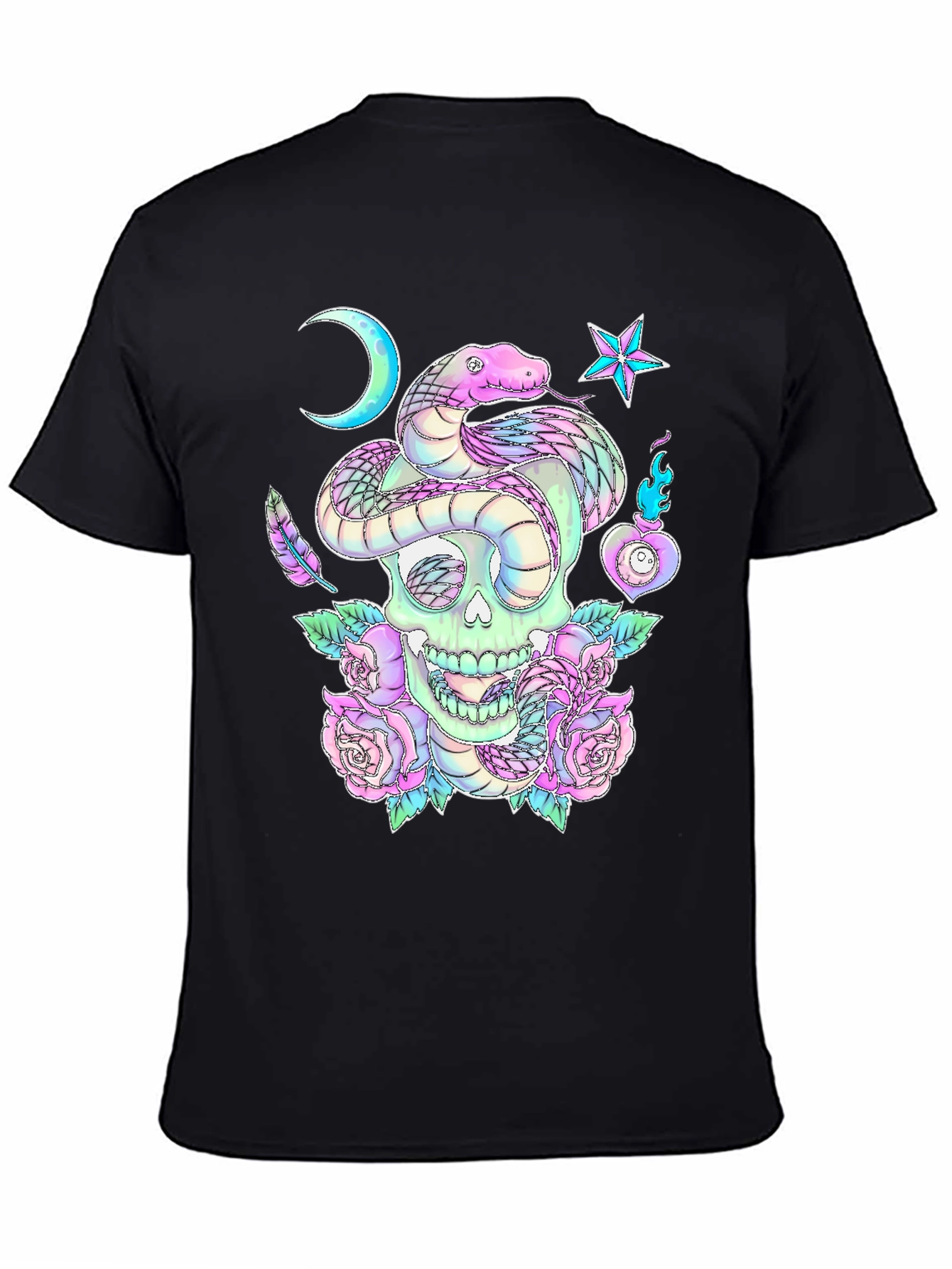Skull & Snake Graphic Tee - Gothic Aesthetic