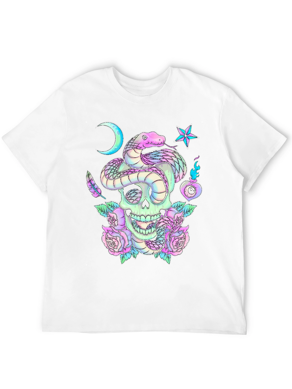 Skull & Snake Graphic Tee - Gothic Aesthetic