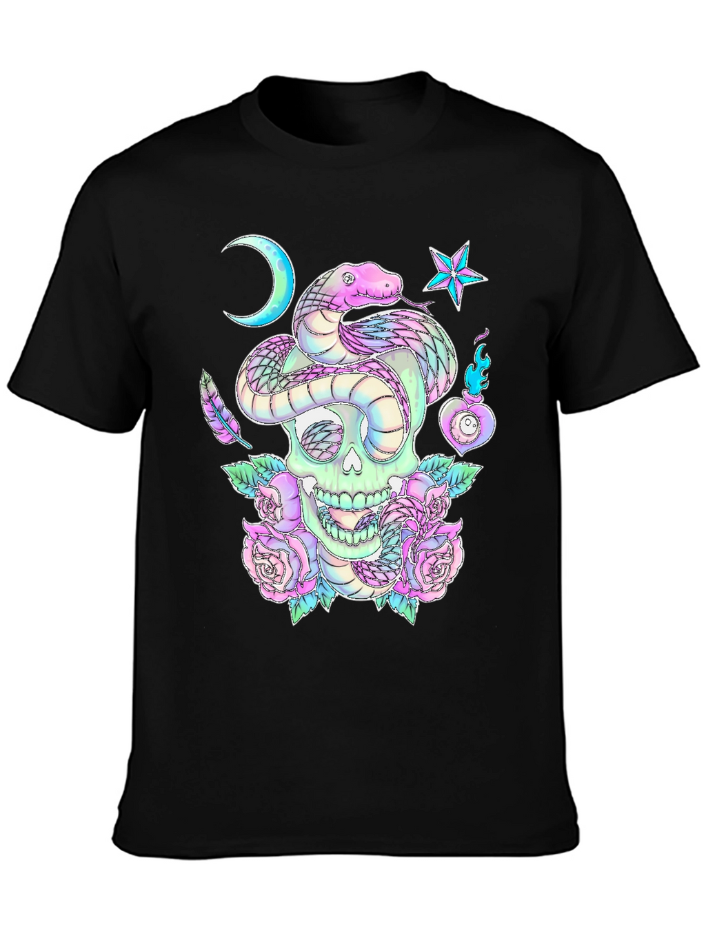 Skull & Snake Graphic Tee - Gothic Aesthetic