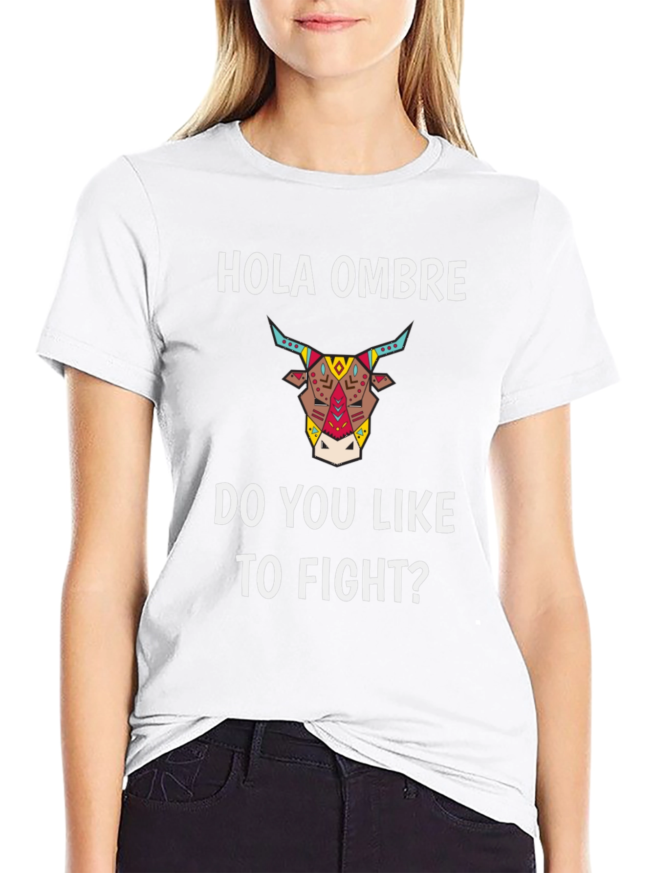 Hola Ombre Fight Bull Black Graphic Tee
