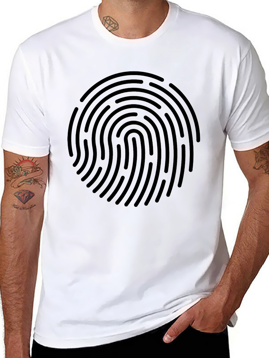 Fingerprint Graphic Black T-Shirt - Unique Design