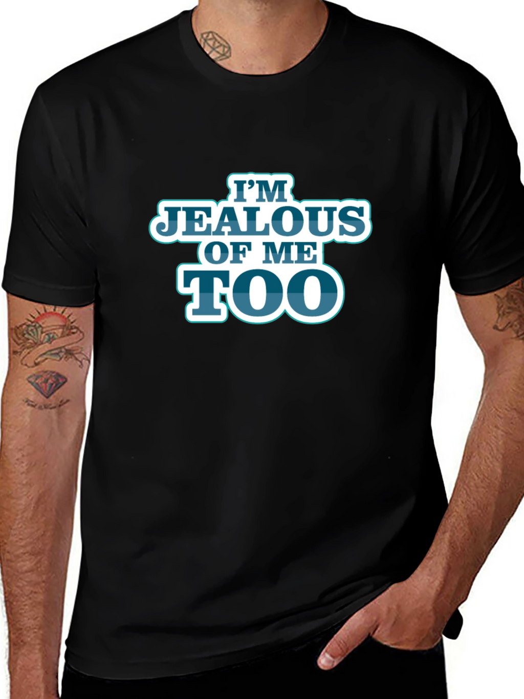 Im Jealous of Me Too Black Graphic T-Shirt