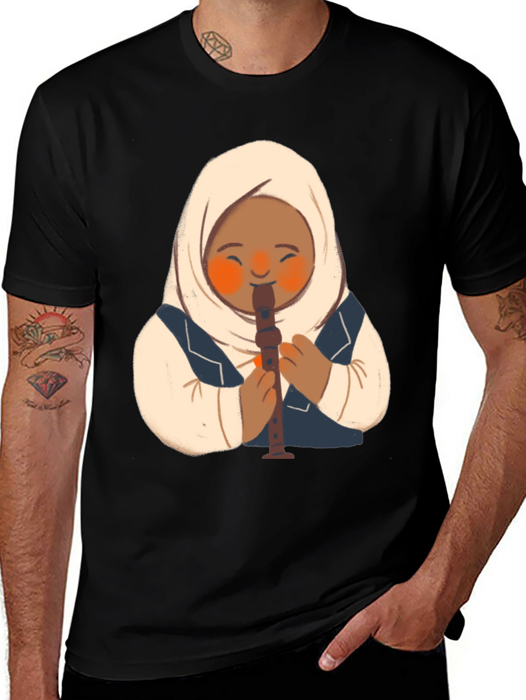 Girl in Hijab Playing Recorder T-Shirt