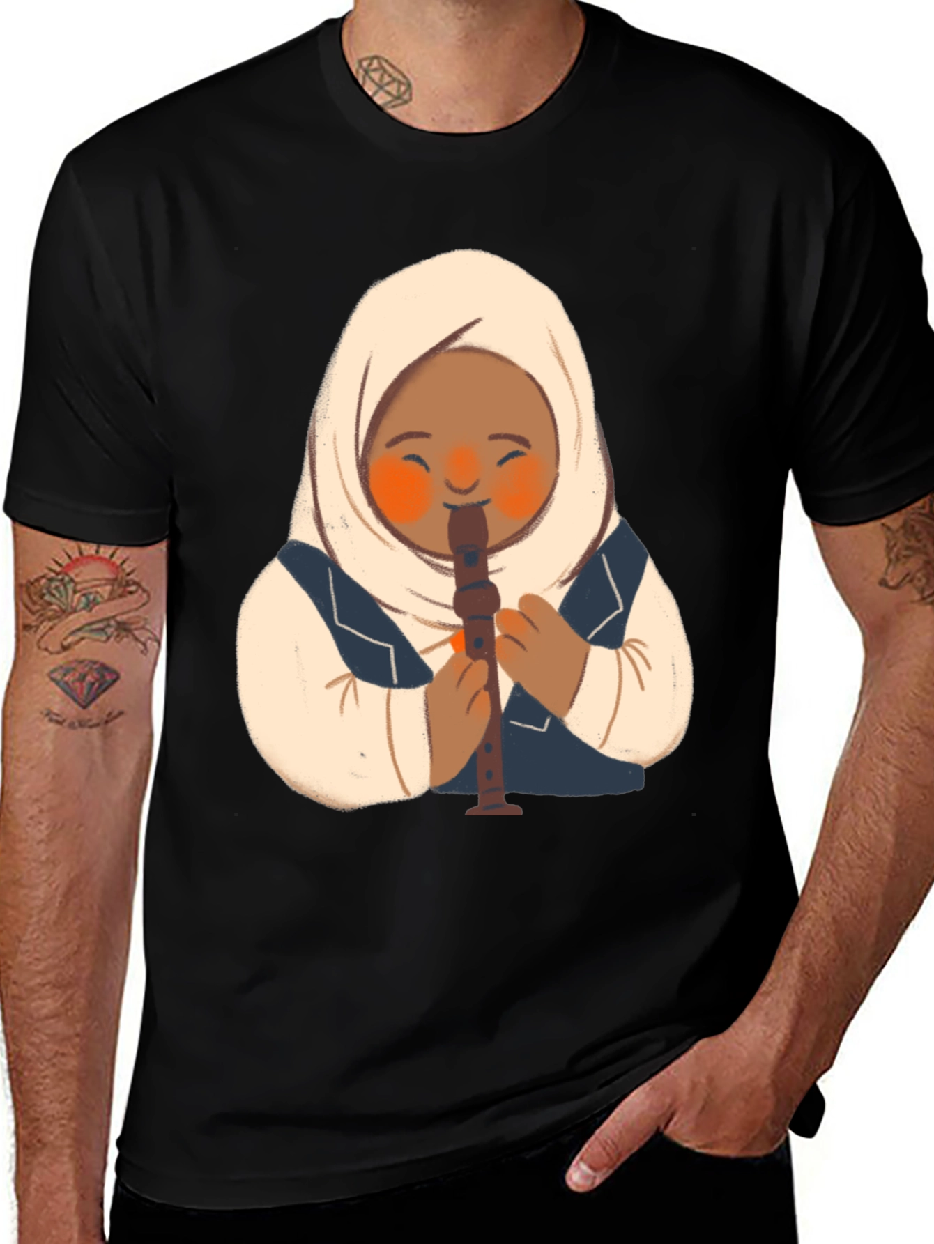 Girl in Hijab Playing Recorder T-Shirt