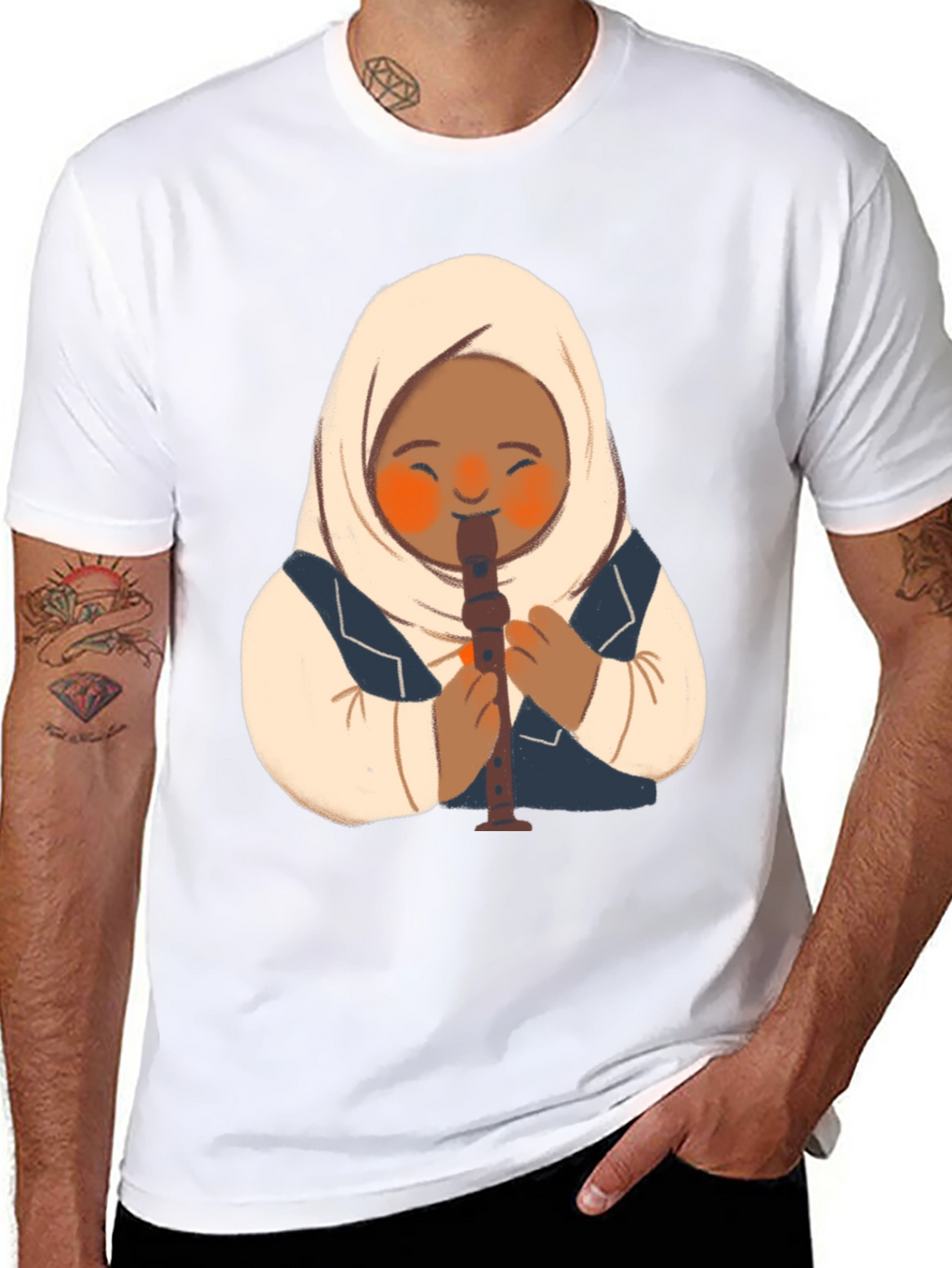 Girl in Hijab Playing Recorder T-Shirt