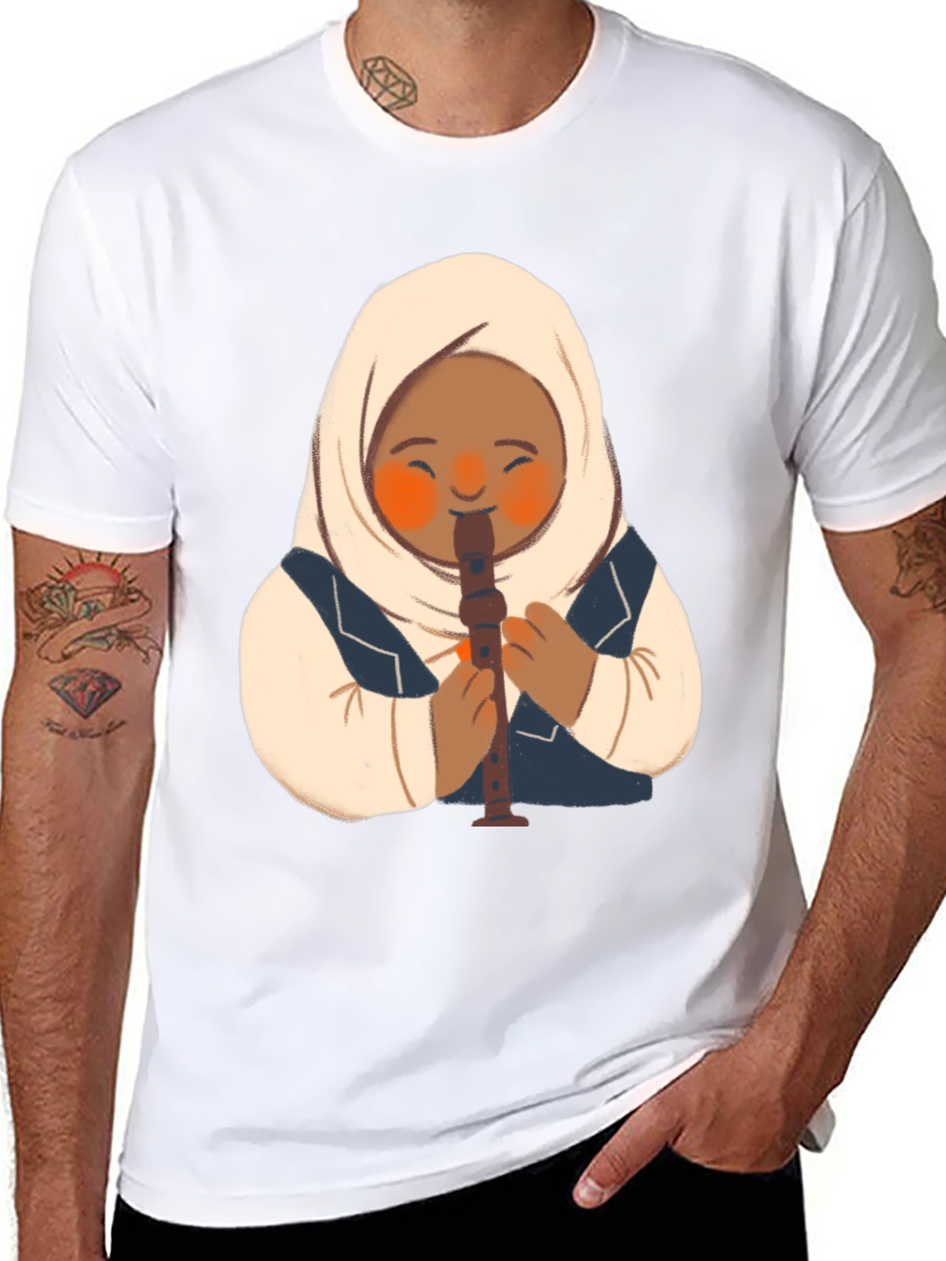 Girl in Hijab Playing Recorder T-Shirt
