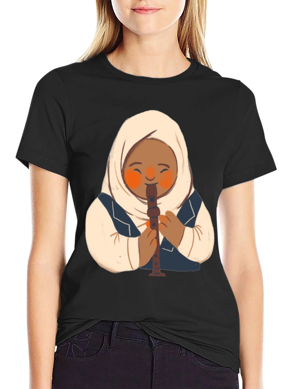 Girl in Hijab Playing Recorder T-Shirt