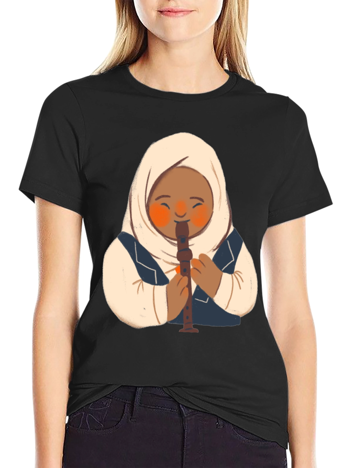 Girl in Hijab Playing Recorder T-Shirt