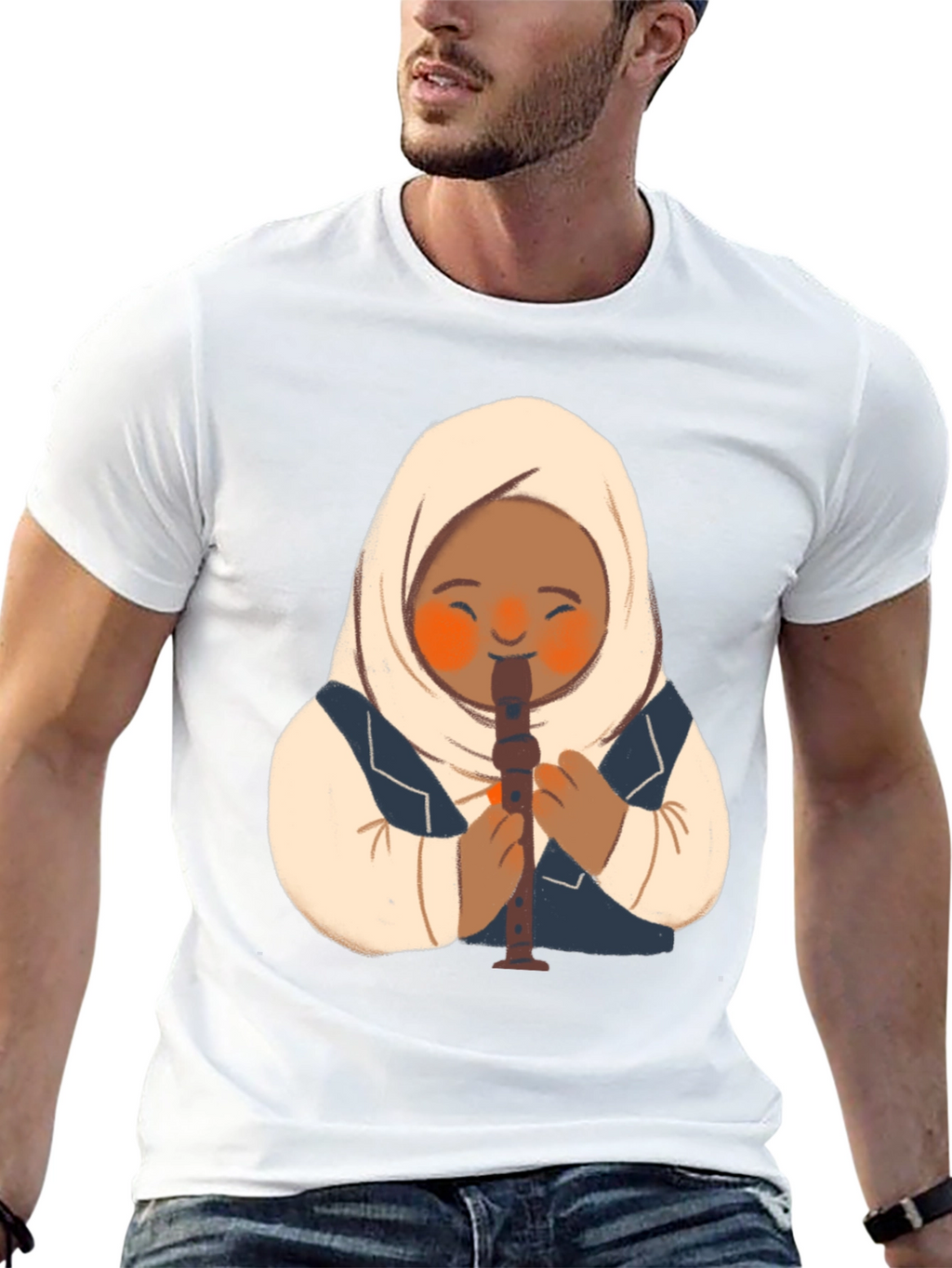 Girl in Hijab Playing Recorder T-Shirt