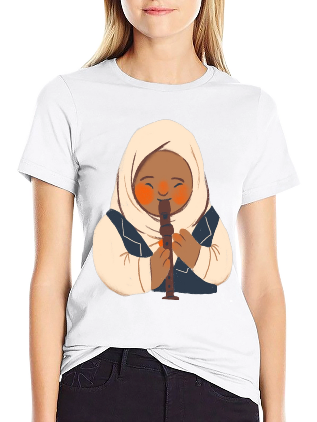 Girl in Hijab Playing Recorder T-Shirt