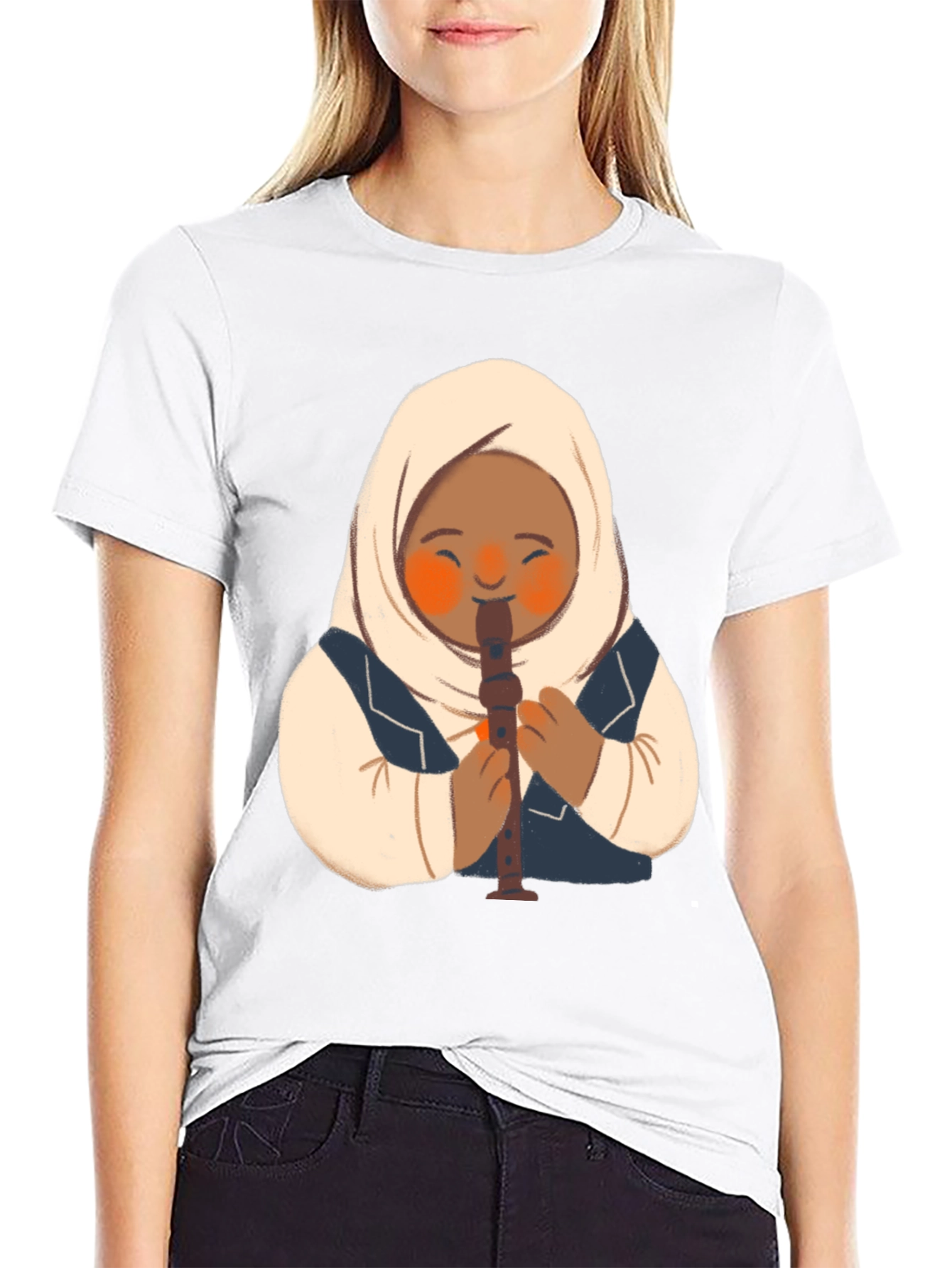 Girl in Hijab Playing Recorder T-Shirt