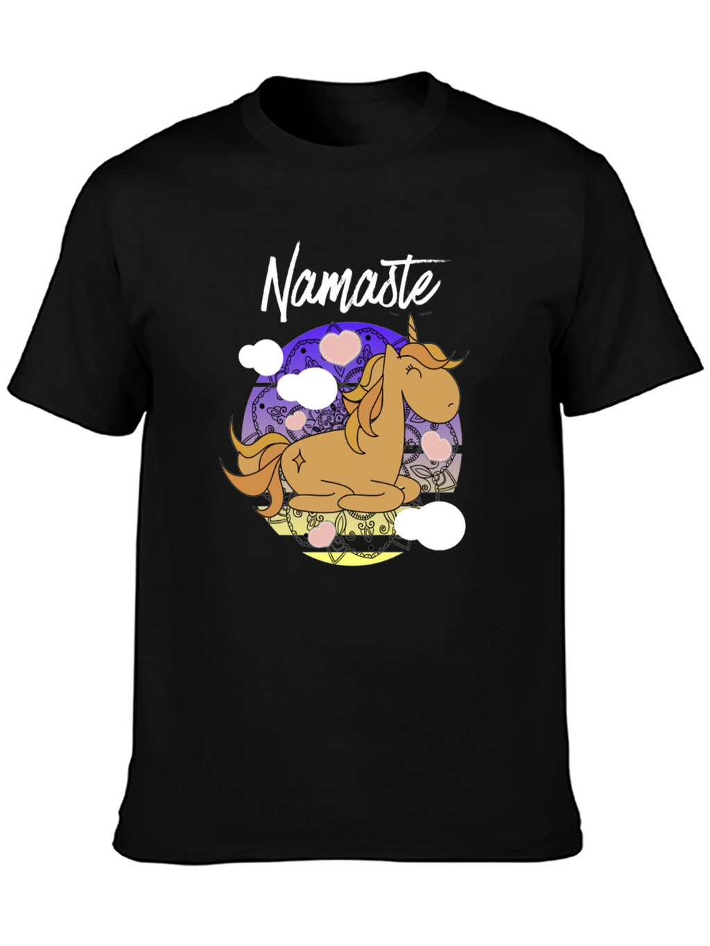 Namaste Unicorn Black T-Shirt