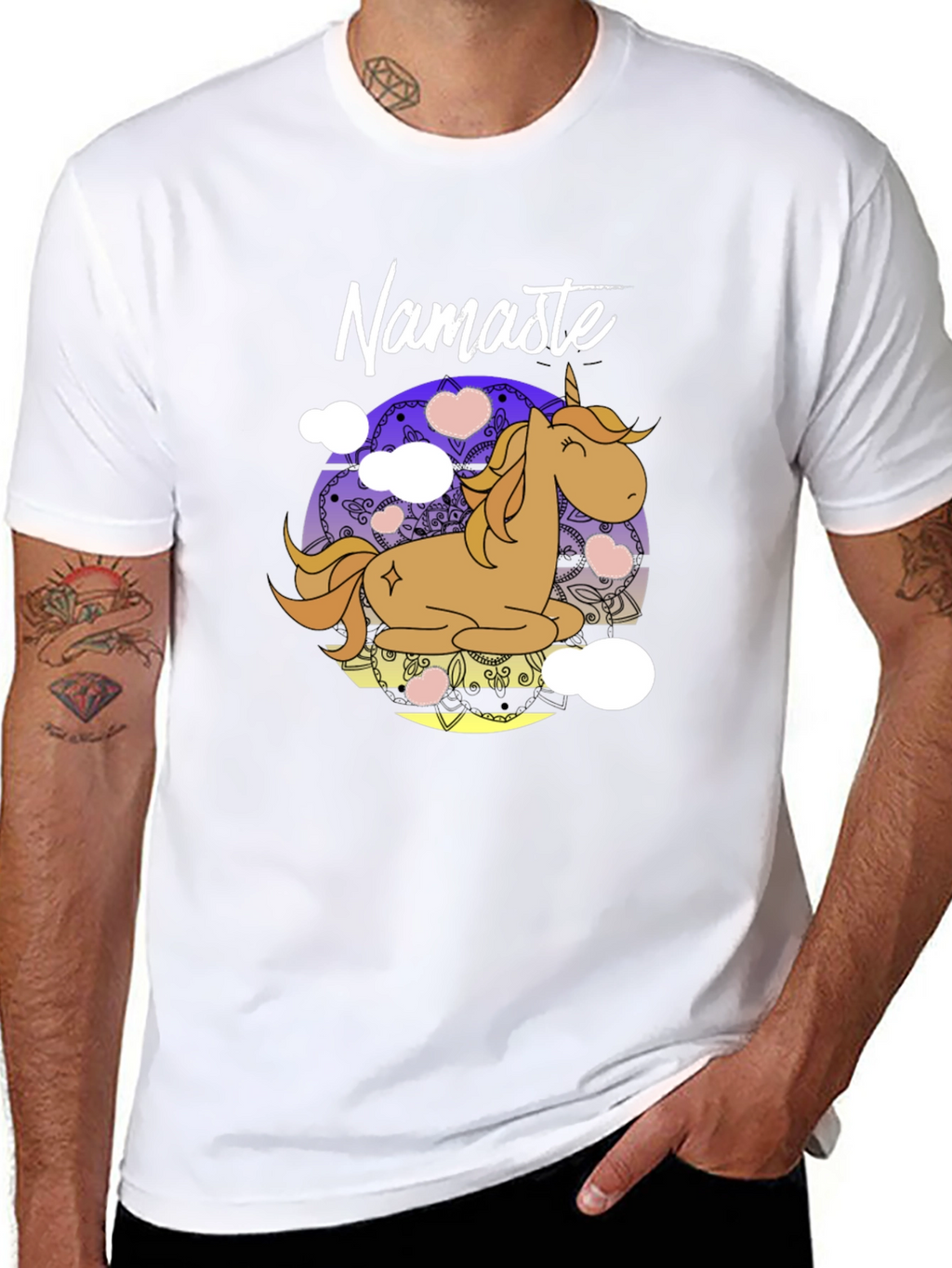 Namaste Unicorn Black T-Shirt