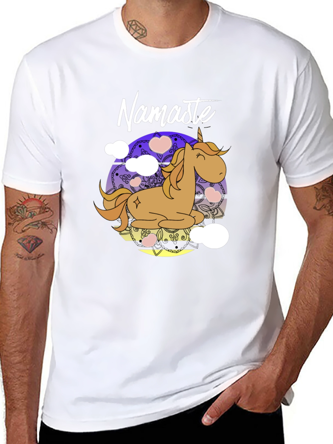 Namaste Unicorn Black T-Shirt