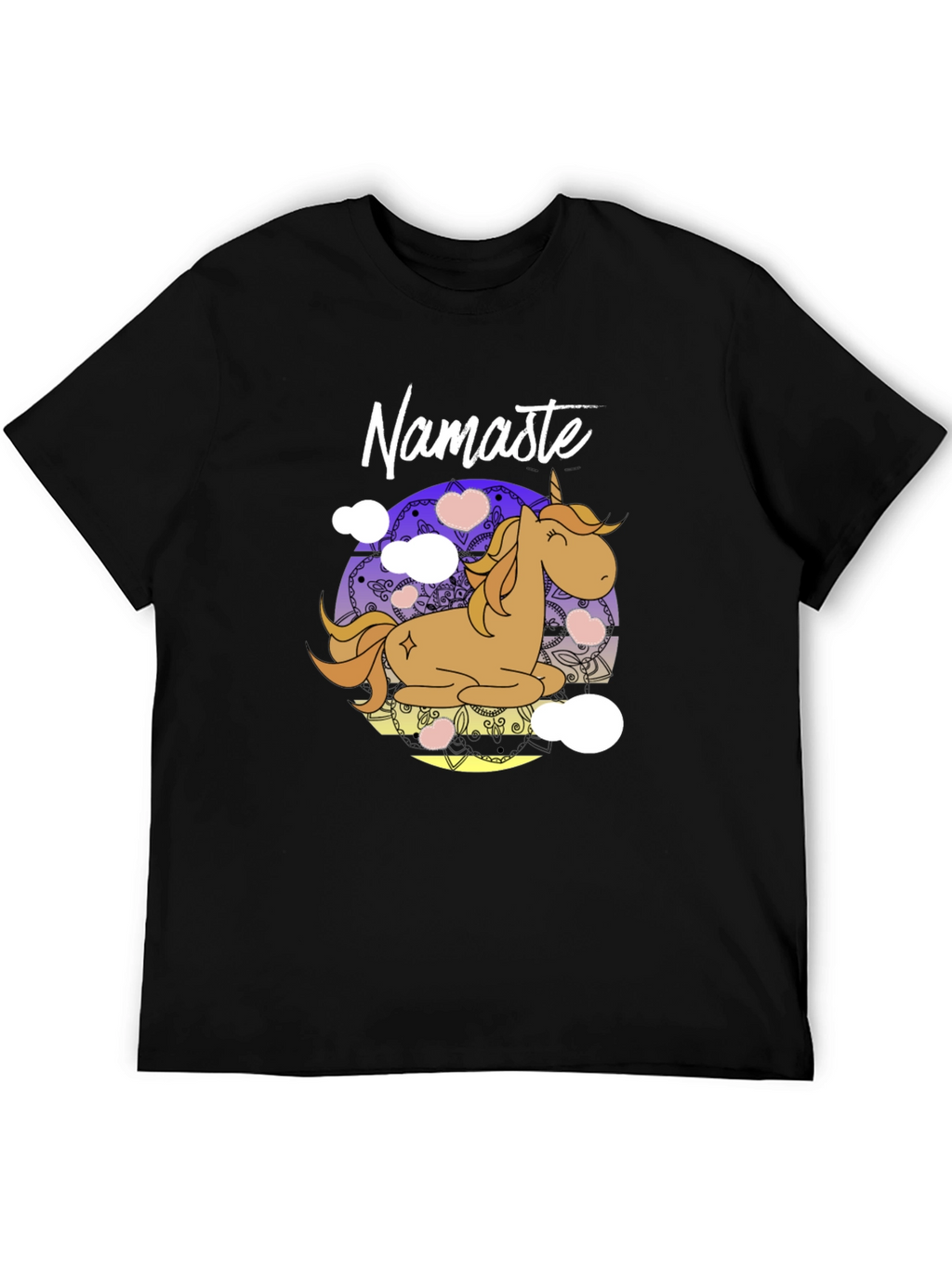 Namaste Unicorn Black T-Shirt