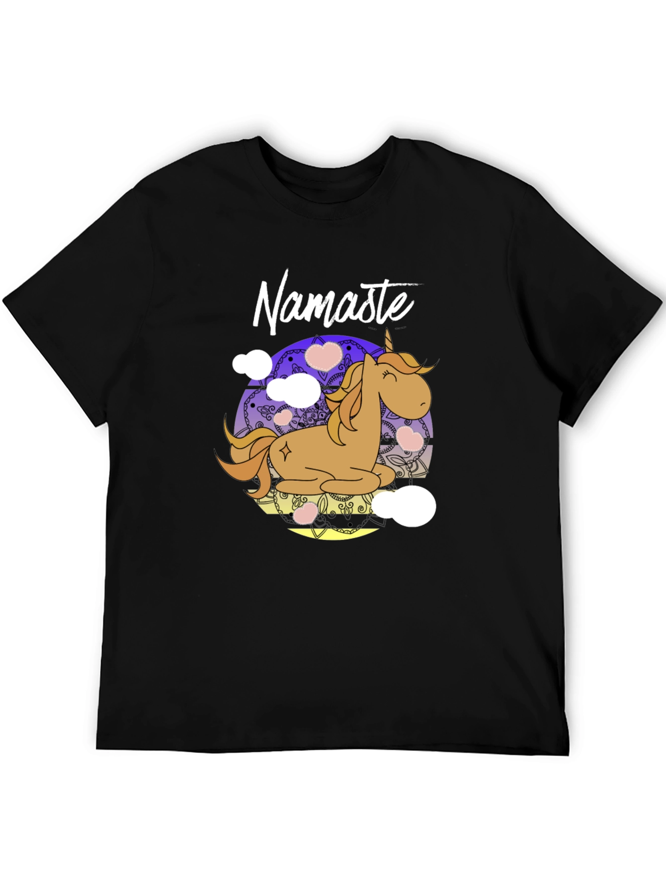 Namaste Unicorn Black T-Shirt