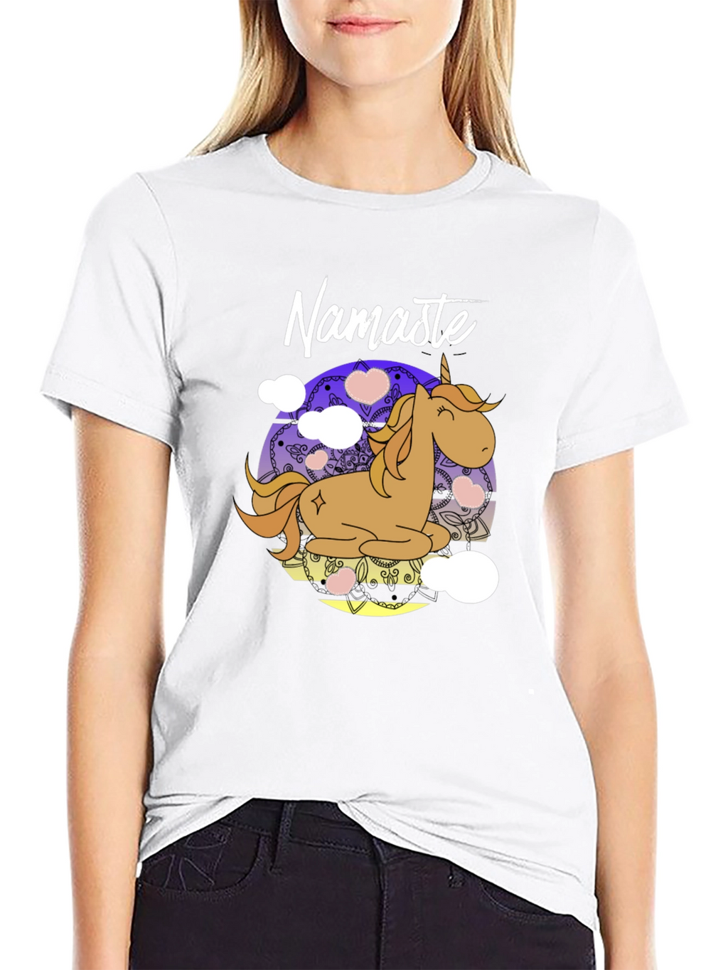 Namaste Unicorn Black T-Shirt