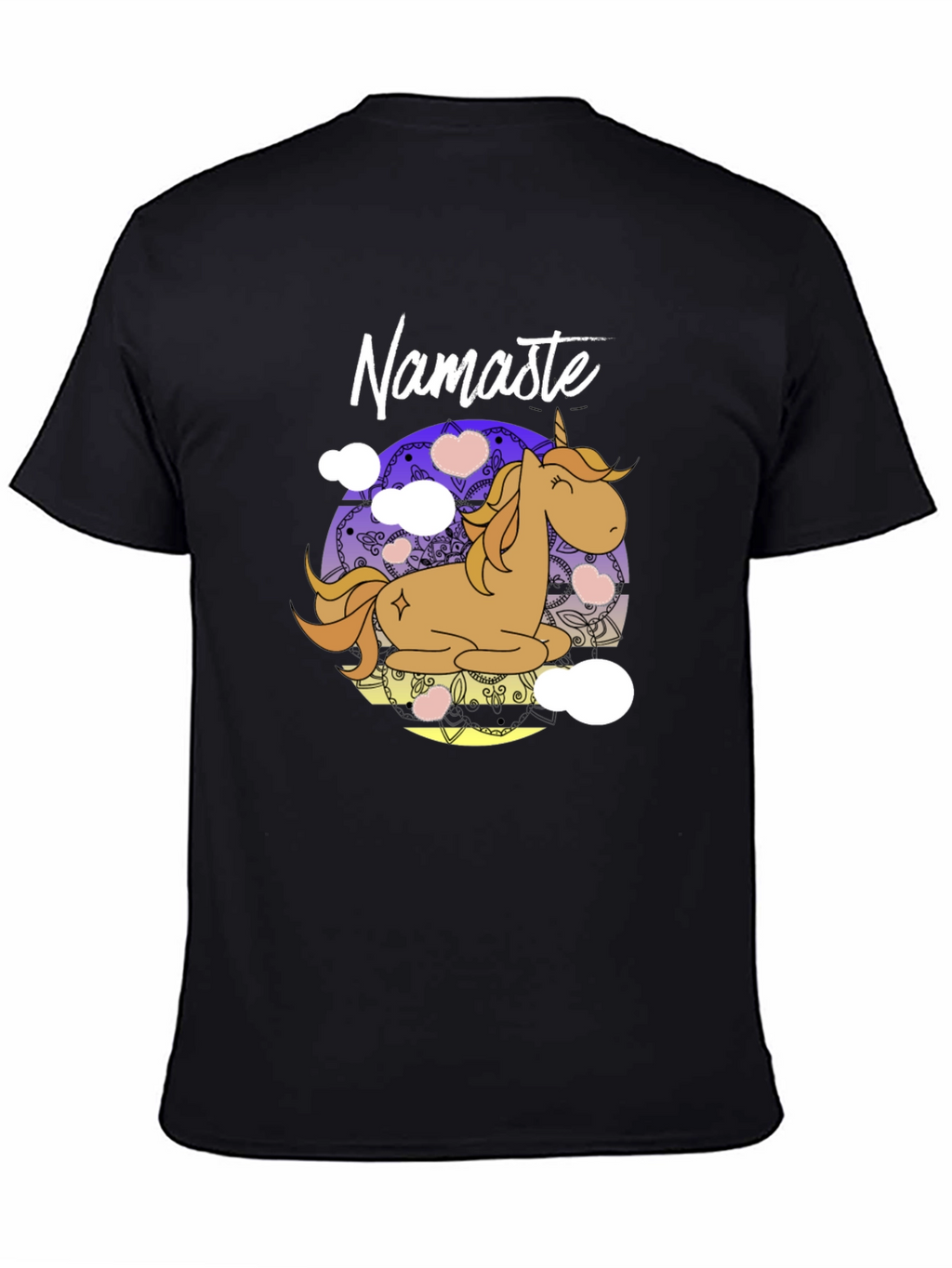 Namaste Unicorn Black T-Shirt