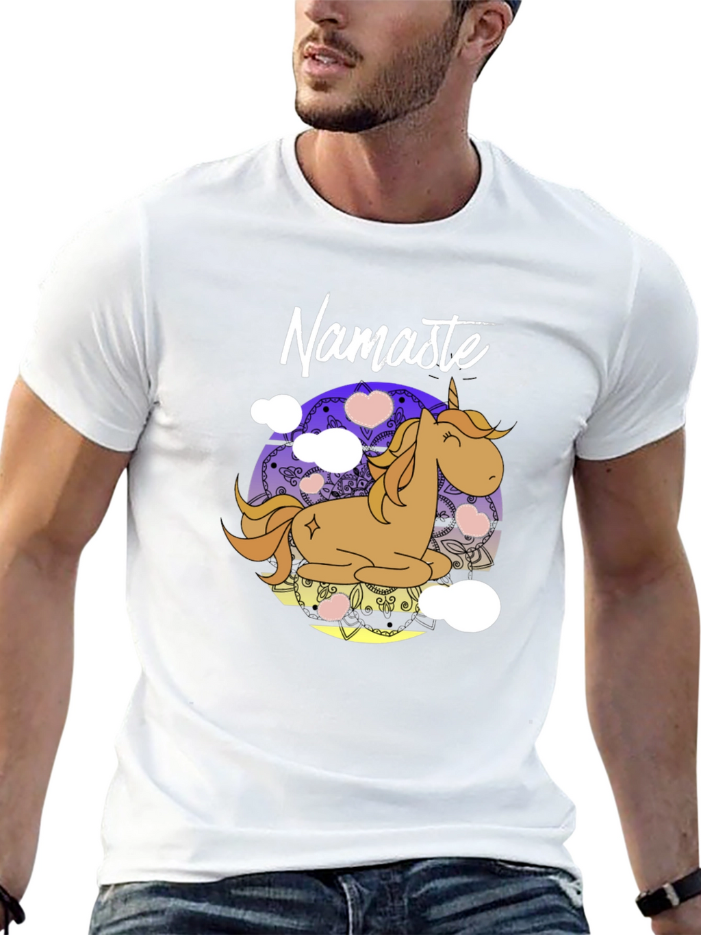 Namaste Unicorn Black T-Shirt
