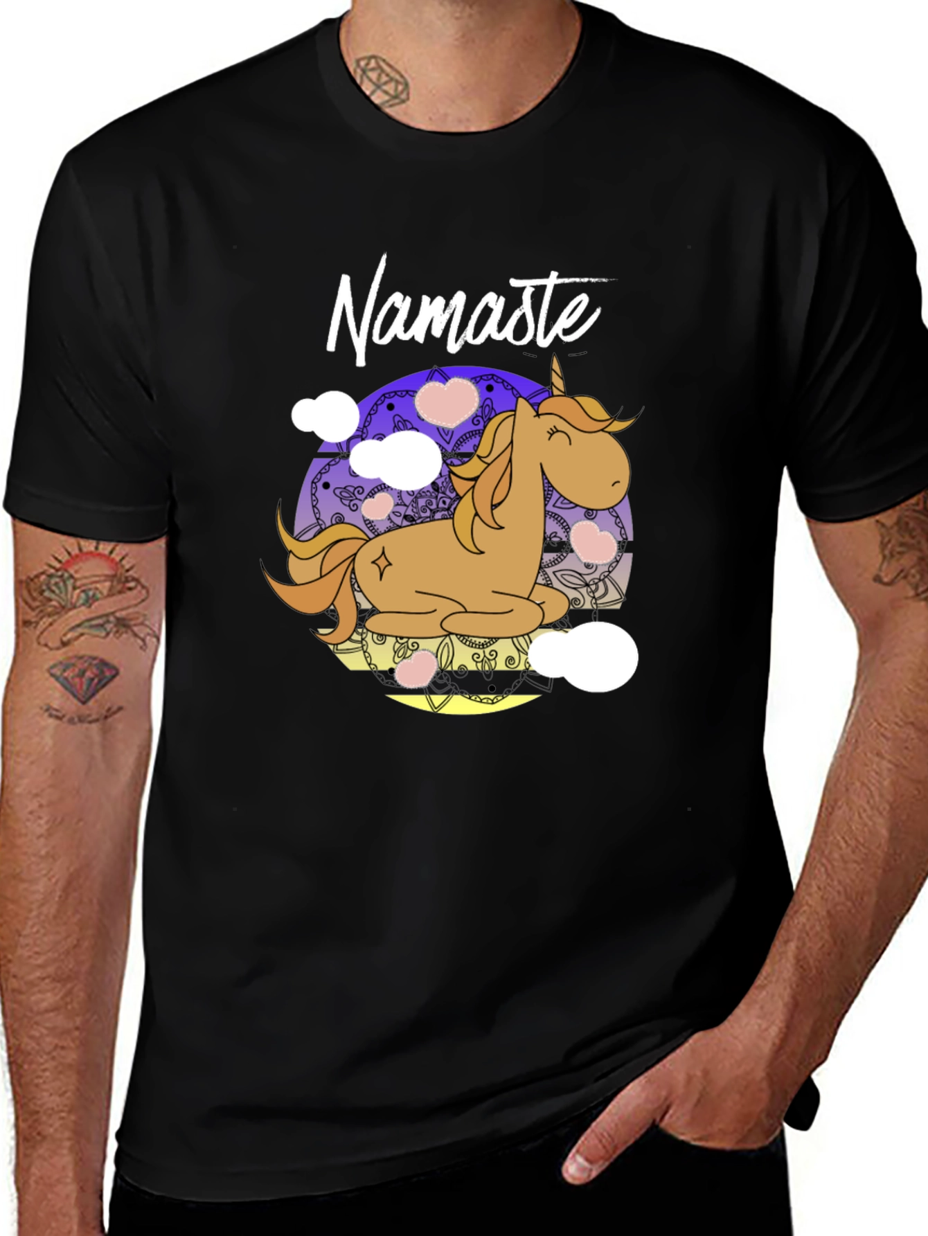Namaste Unicorn Black T-Shirt