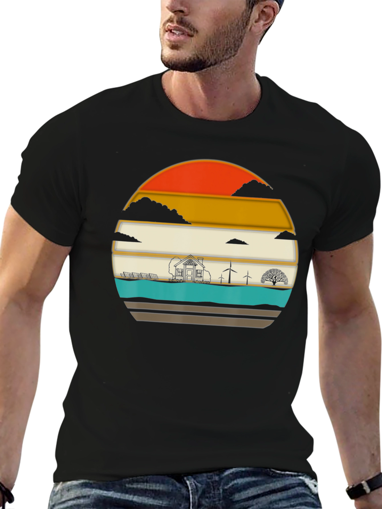 Eco-Friendly T-Shirt: Solar & Wind Power