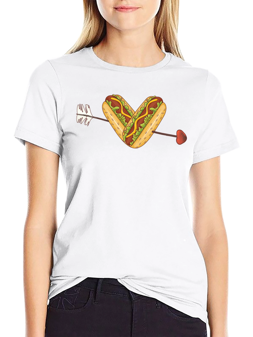 Heart Hotdog Graphic T-Shirt - Black Cotton Tee