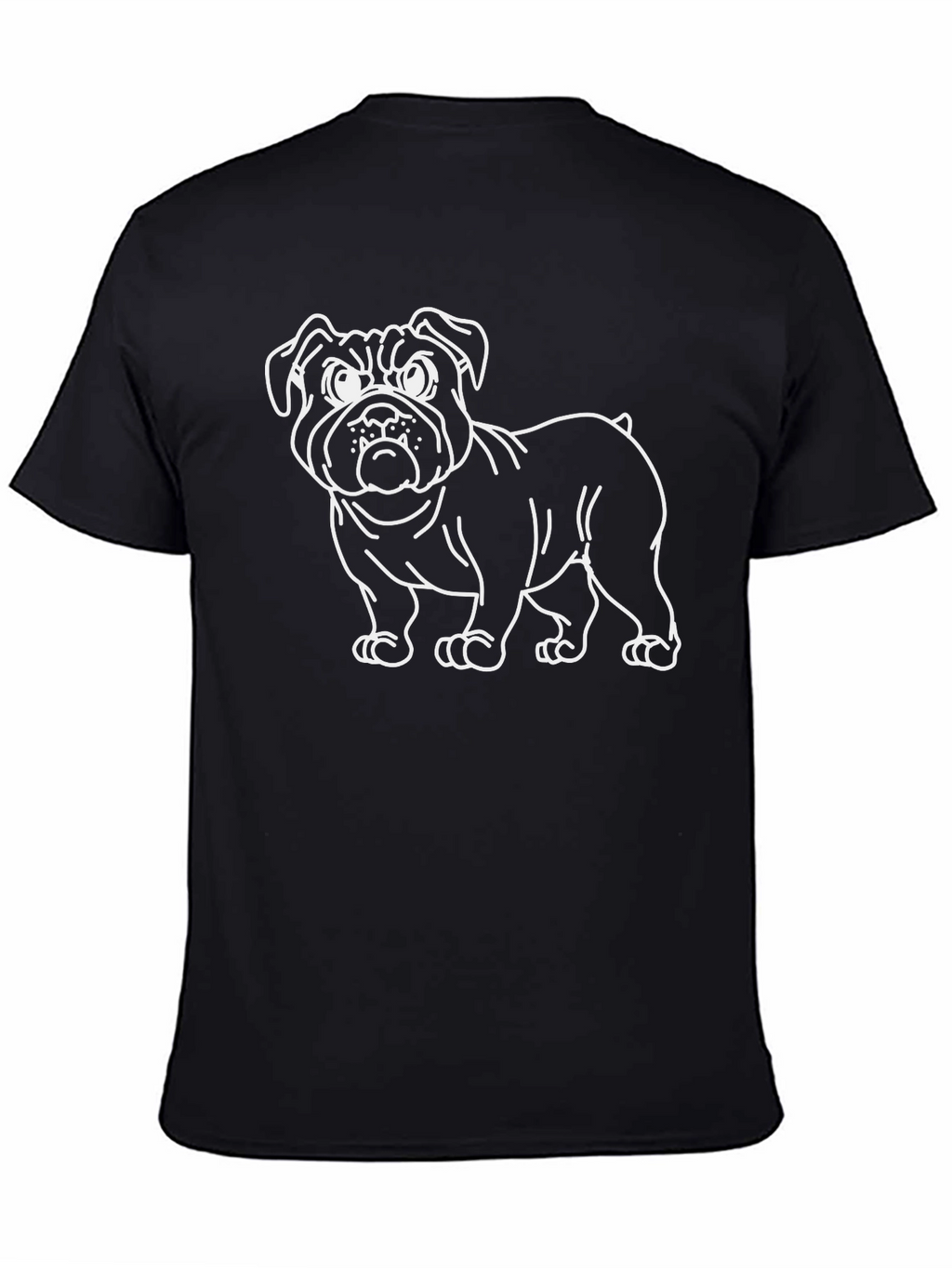 Bulldog Outline Graphic Tee - Black Cotton Blend Shirt