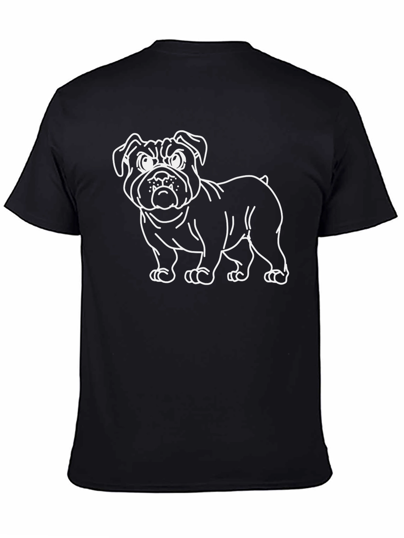 Bulldog Outline Graphic Tee - Black Cotton Blend Shirt