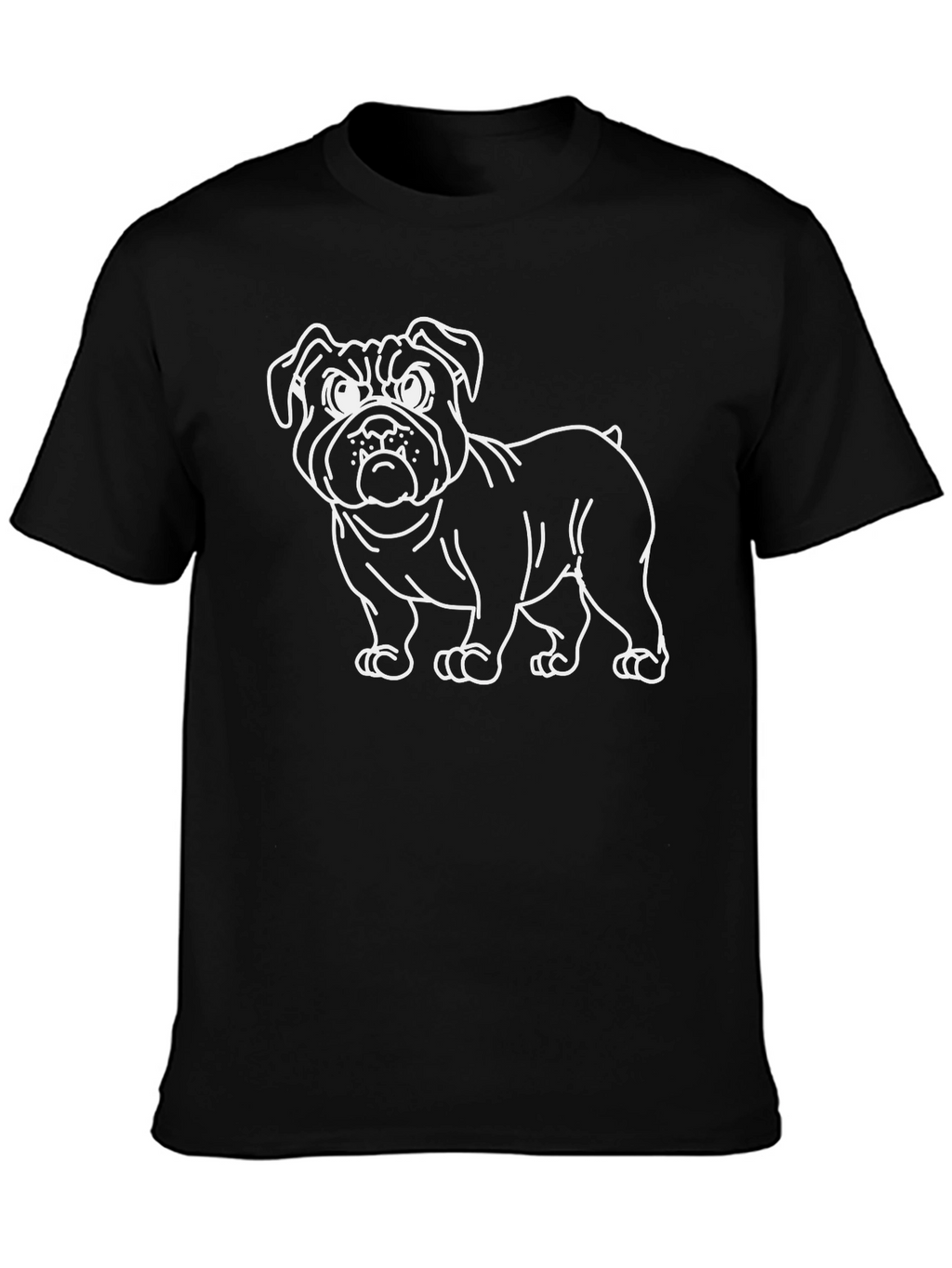 Bulldog Outline Graphic Tee - Black Cotton Blend Shirt