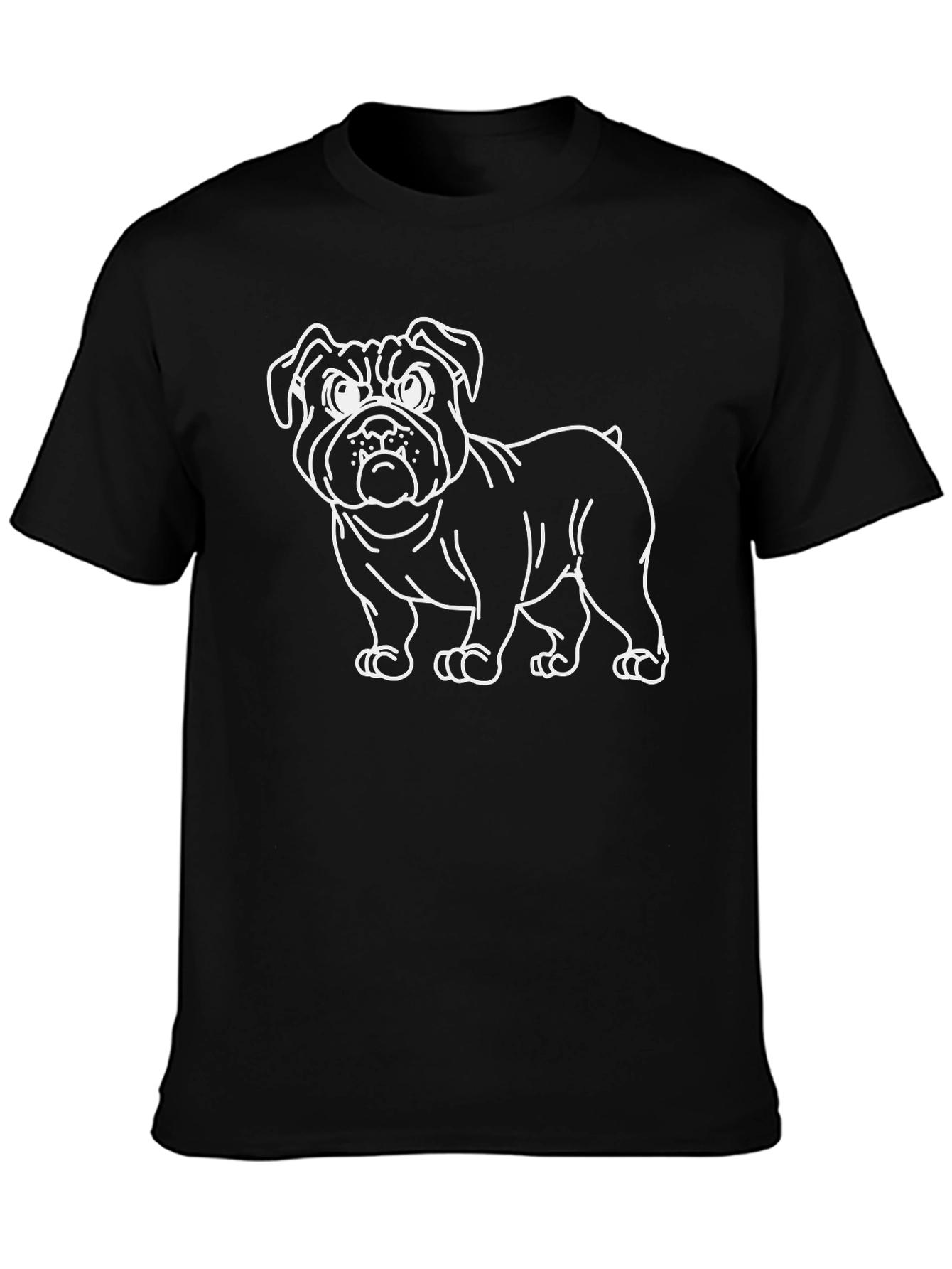Bulldog Outline Graphic Tee - Black Cotton Blend Shirt