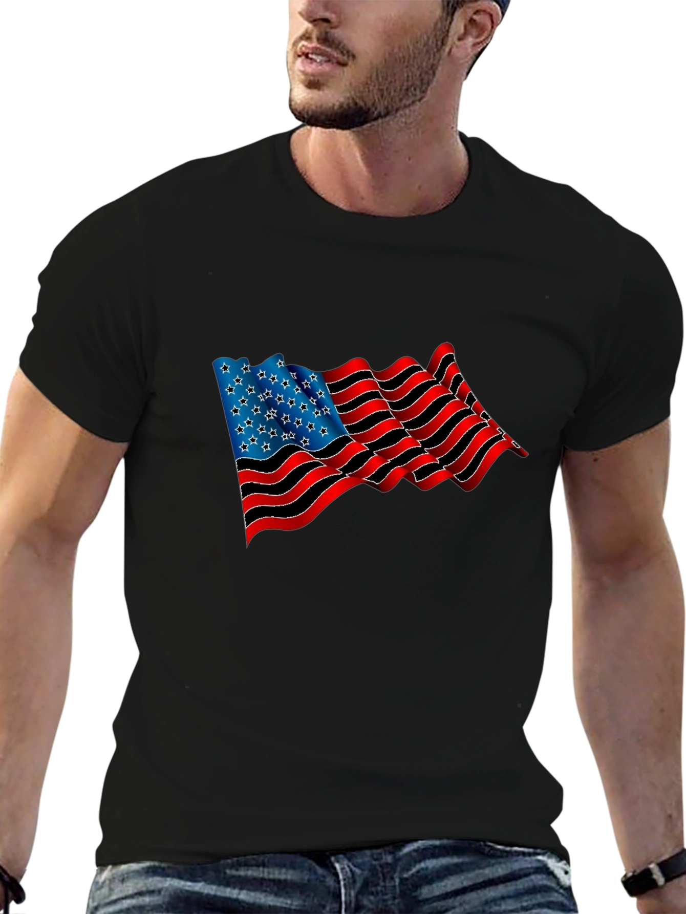 American Flag Graphic Black T-Shirt