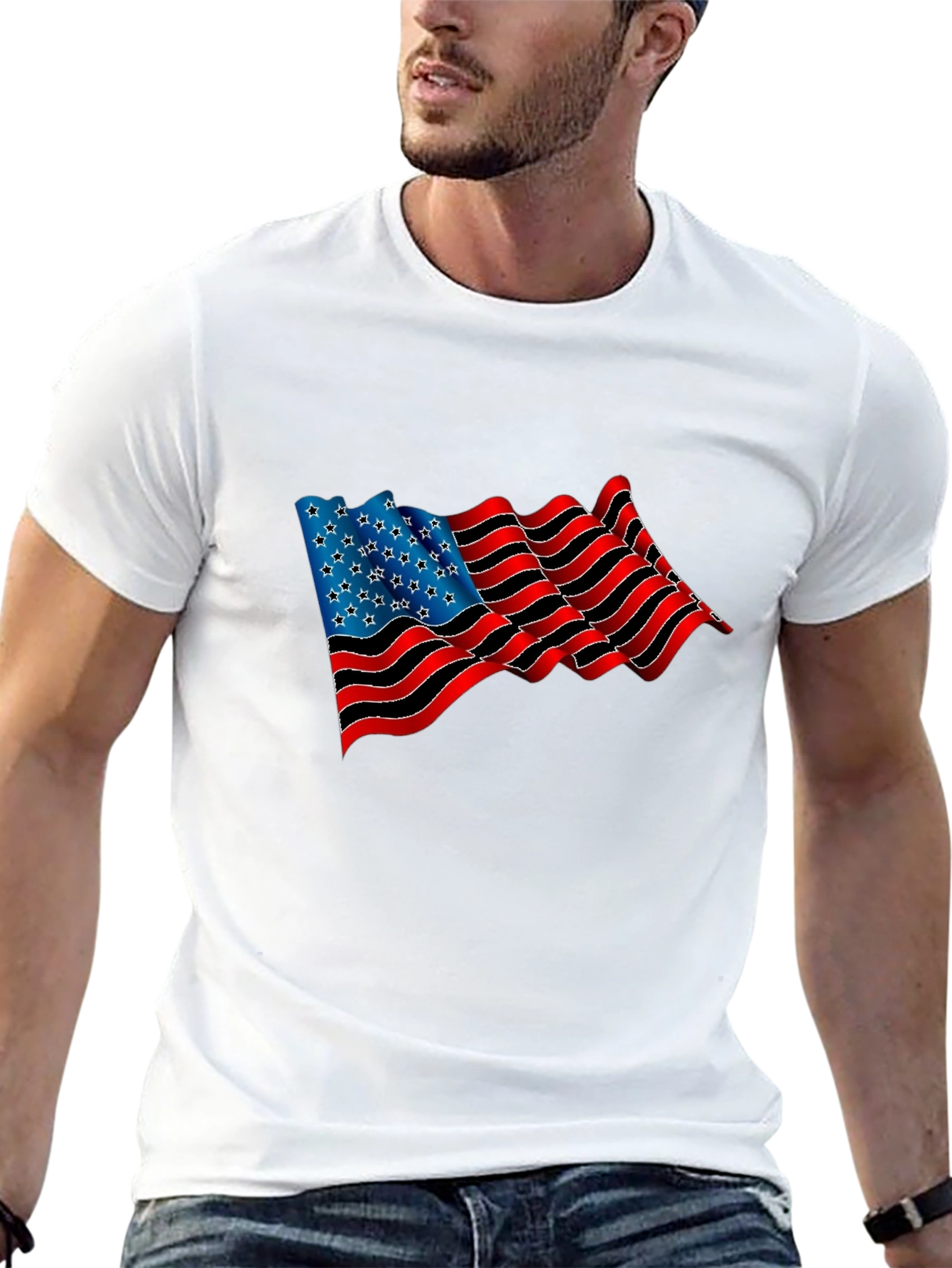 American Flag Graphic Black T-Shirt