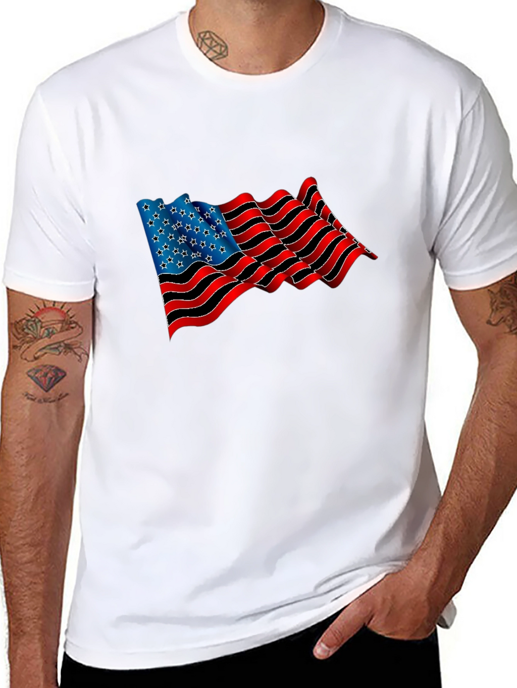 American Flag Graphic Black T-Shirt