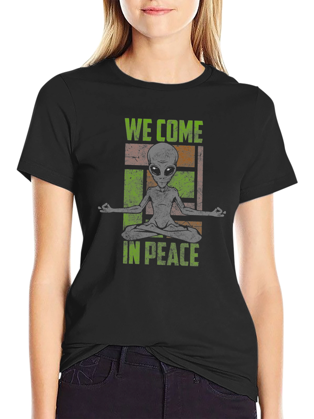 We Come in Peace Alien Yoga T-Shirt