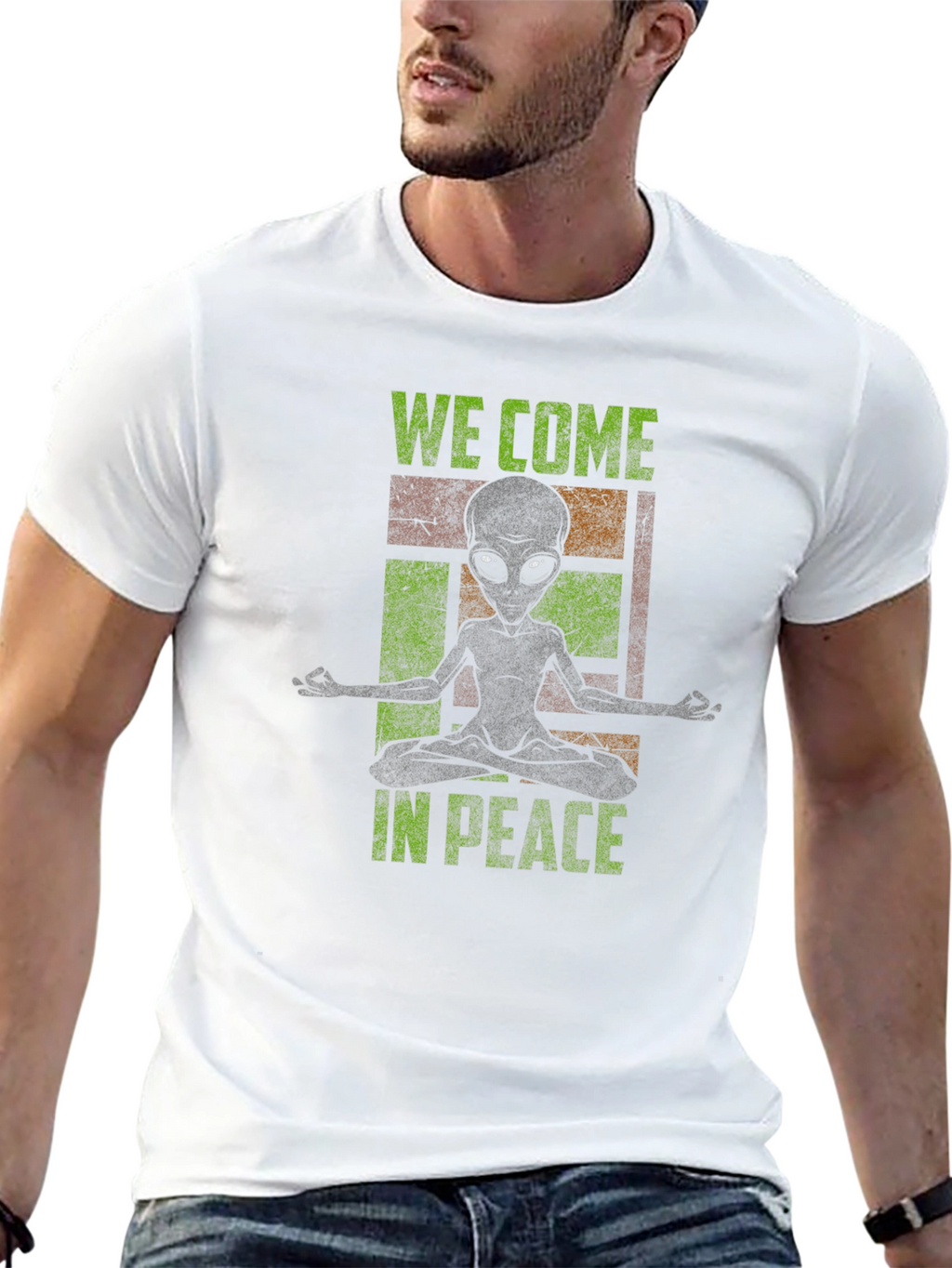 We Come in Peace Alien Yoga T-Shirt